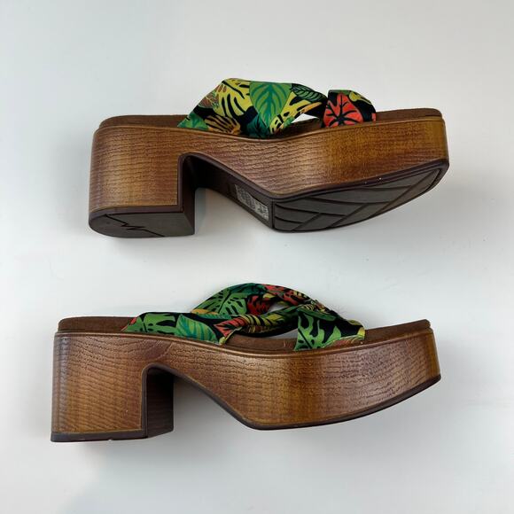 White Mountain Women's Glamming Chunky Platform Thong Sandals size 8.5 Green - Picture 4 of 9
